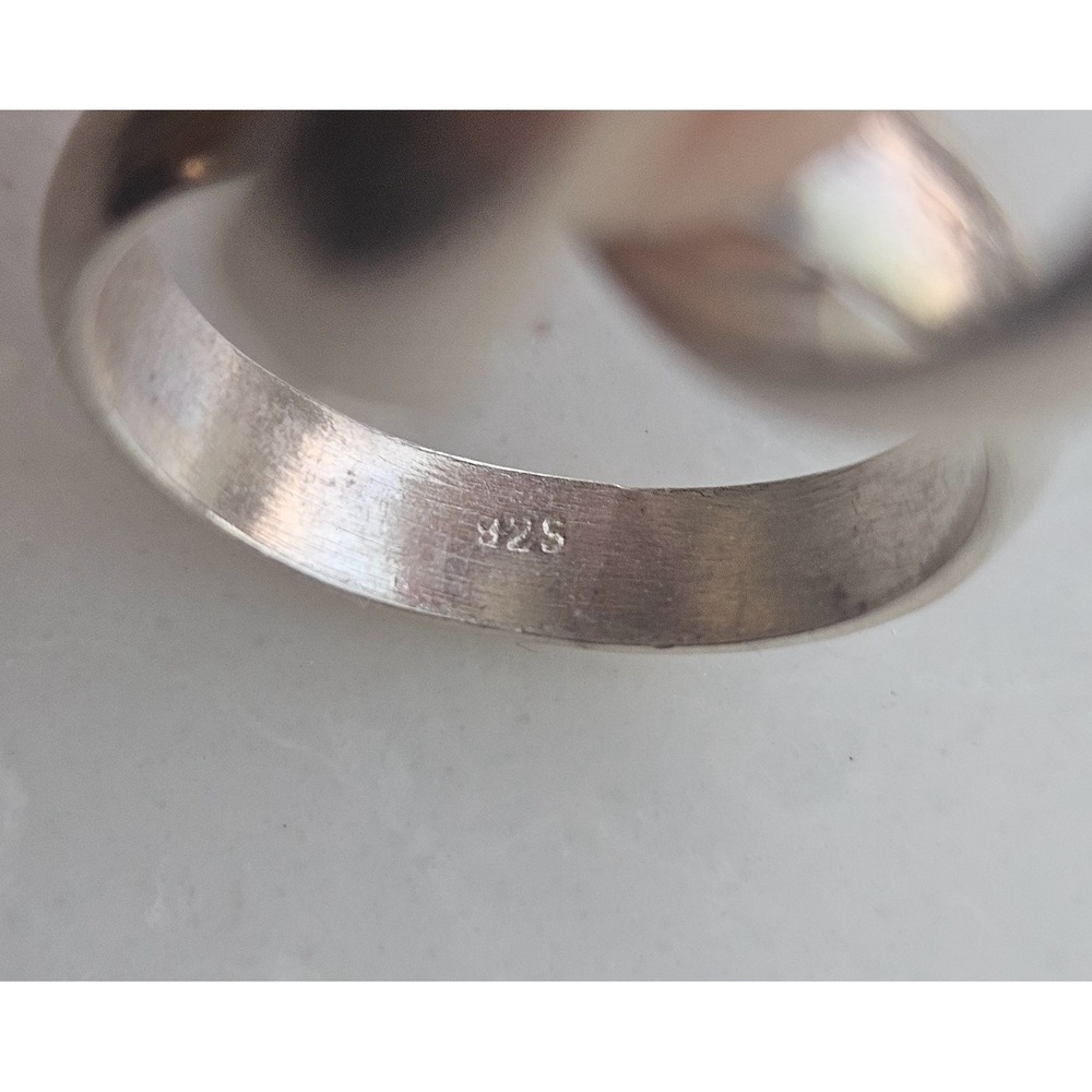 Vintage 925 Sterling Silver Triple Interlocked Trinity Wide Band Ring Size 6.5-7 - Picture 7 of 7